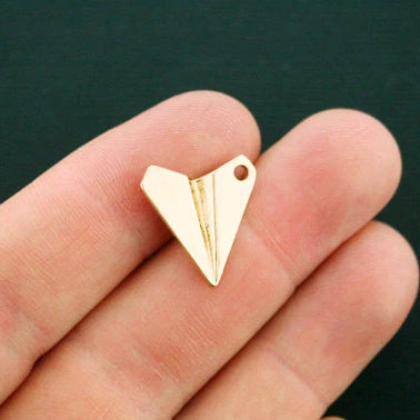 4 Paper Plane Gold Tone Charms 3D - GC984