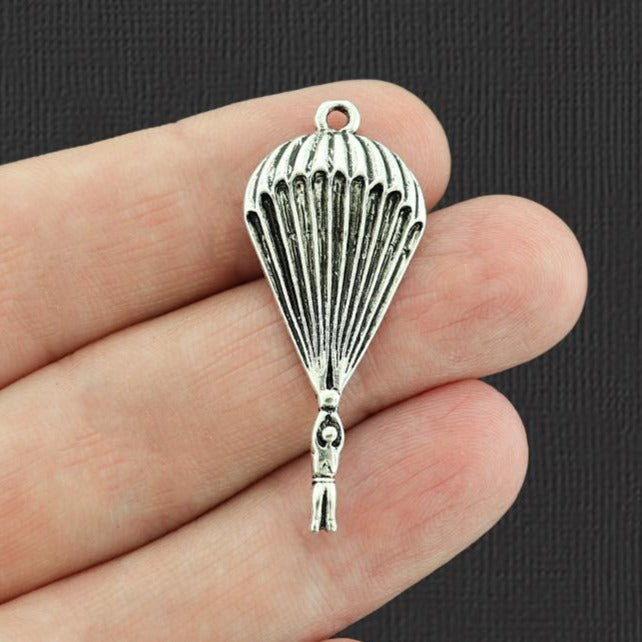4 Parachute Antique Silver Tone Charms - SC4801