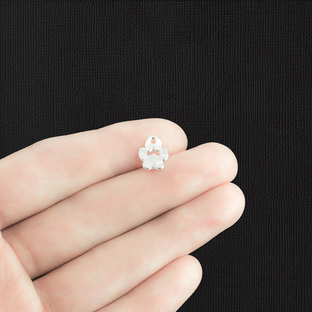 4 Paw Print Silver Tone Charms - SC5890