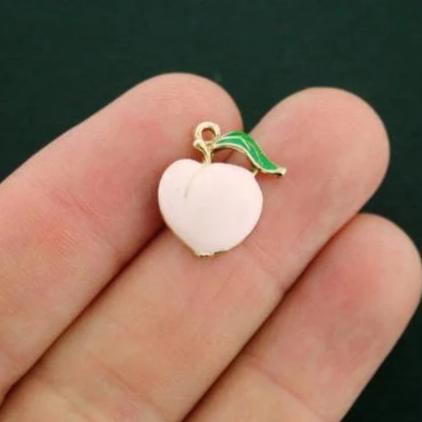 4 breloques en émail couleur or pêche - E426