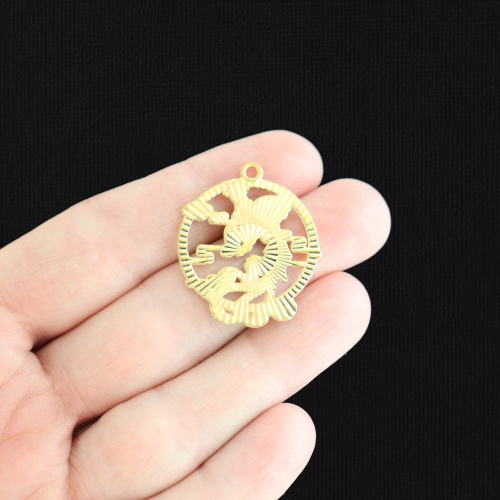 4 Phoenix Gold Tone Enamel Charms - E1569