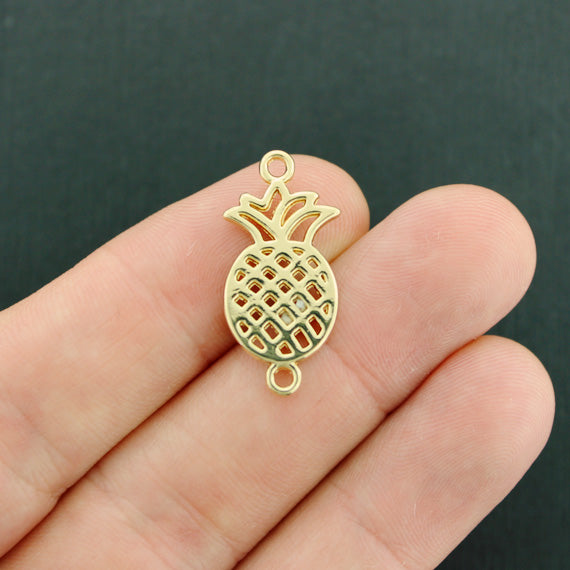 4 Pineapple Connector Gold Tone Charms 2 Sided - GC1320