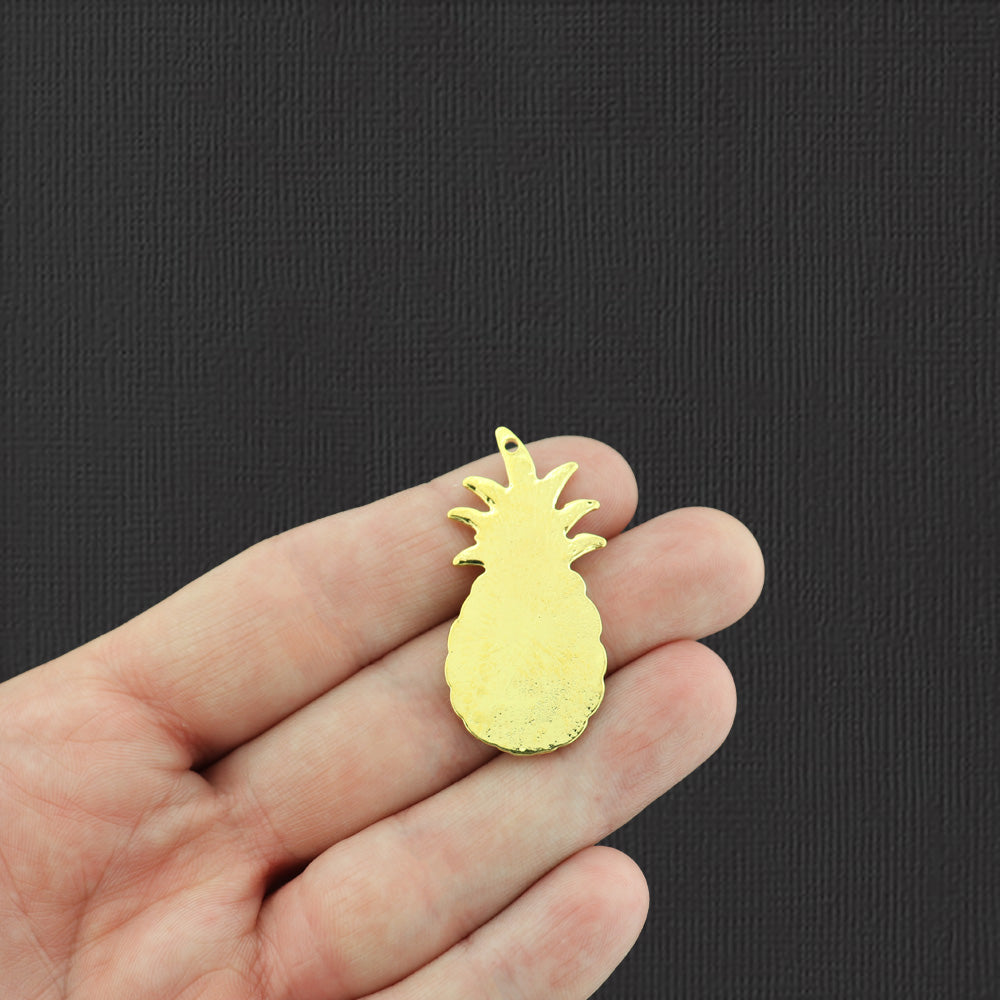 4 Pineapple Gold Tone Charms - GC1349