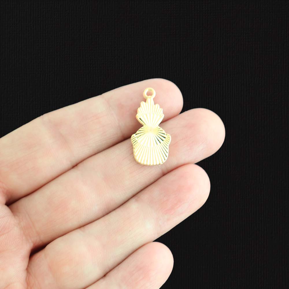 4 Pineapple Gold Tone Enamel Charms - E1165