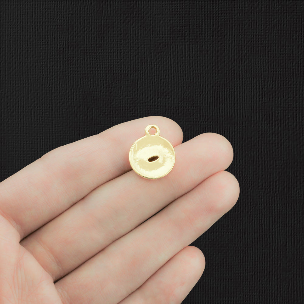 4 breloques en émail rose Donut doré - E1219