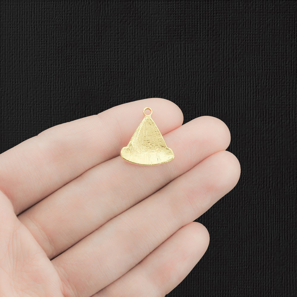 4 charms pizza en émail doré - E1238