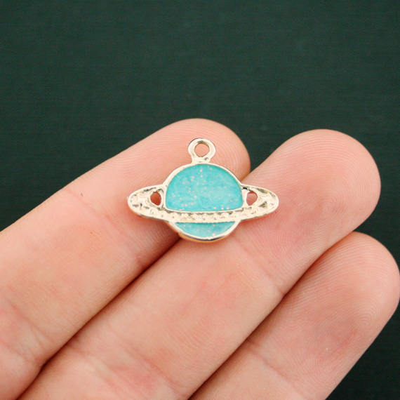 4 planètes breloques en émail doré - E482