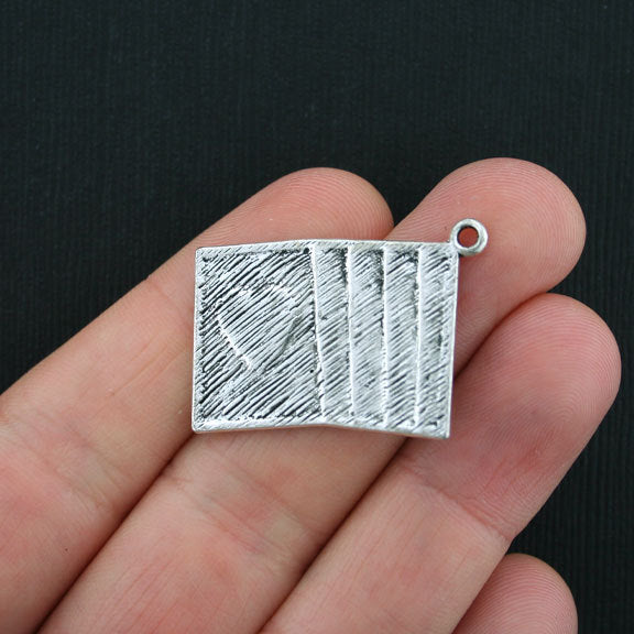 4 Playing Cards Antique Silver Tone Charms - SC3631