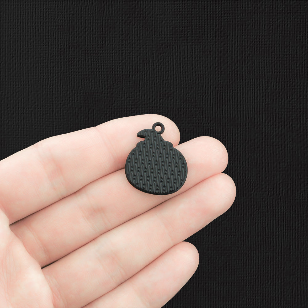 4 breloques en émail noir citrouille - E1368