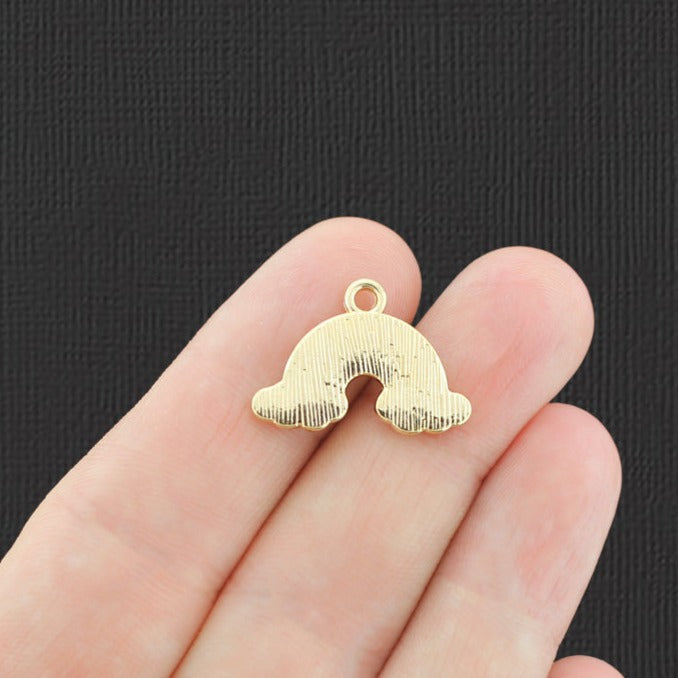 4 Rainbow Gold Tone Enamel Charms - E846