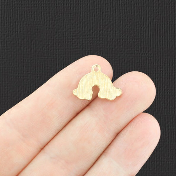 4 breloques en émail doré arc-en-ciel - E891