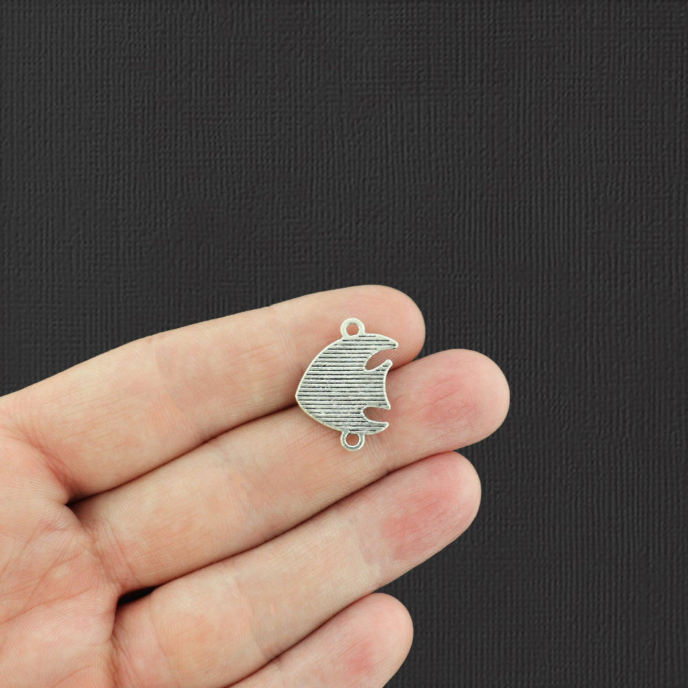 4 Rainbow Seed Bead Tropical Fish Connector Antique Silver Tone Charms - SC2445