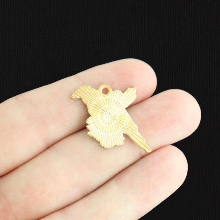 4 Raven Bird Gold Tone Enamel Charms - E1575