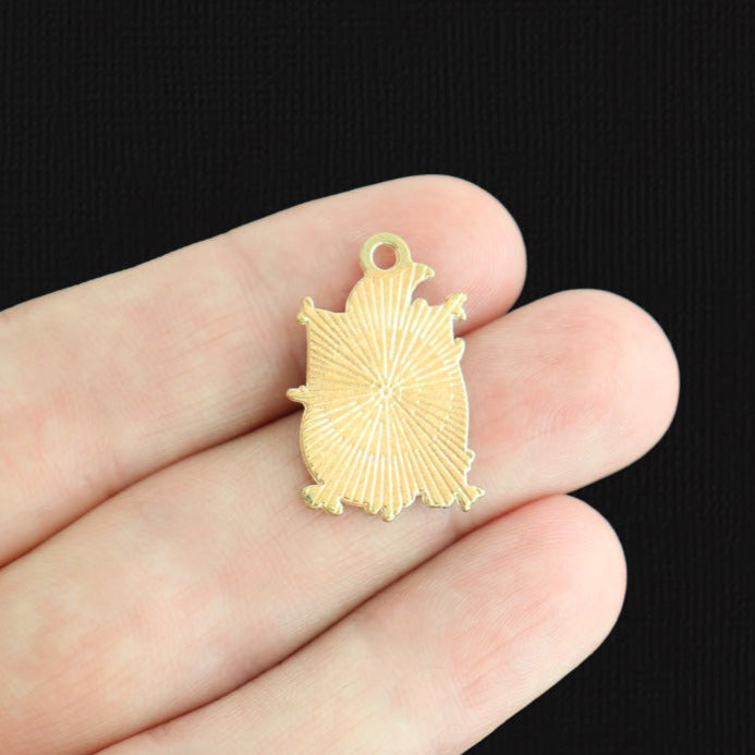 4 Raven Bird Gold Tone Enamel Charms - E1577