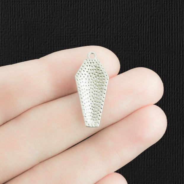 4 Red Coffin with Cross Silver Tone Enamel Charms - E1282