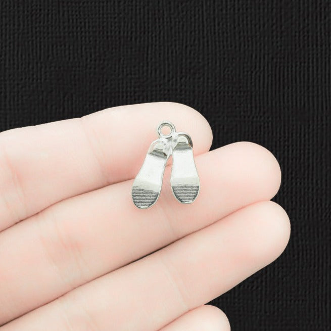 4 Red Shoe Silver Tone Enamel Charms - E102