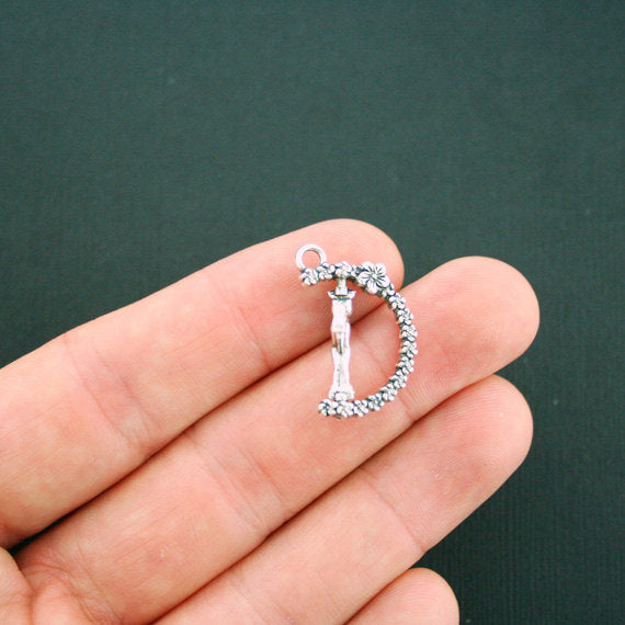 4 Reindeer Antique Silver Tone Charms 2 Sided - SC6071