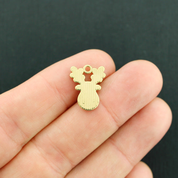 4 breloques en émail doré renne - E667