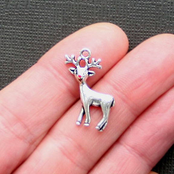 4 Reindeer Silver Tone Charms - SC2719