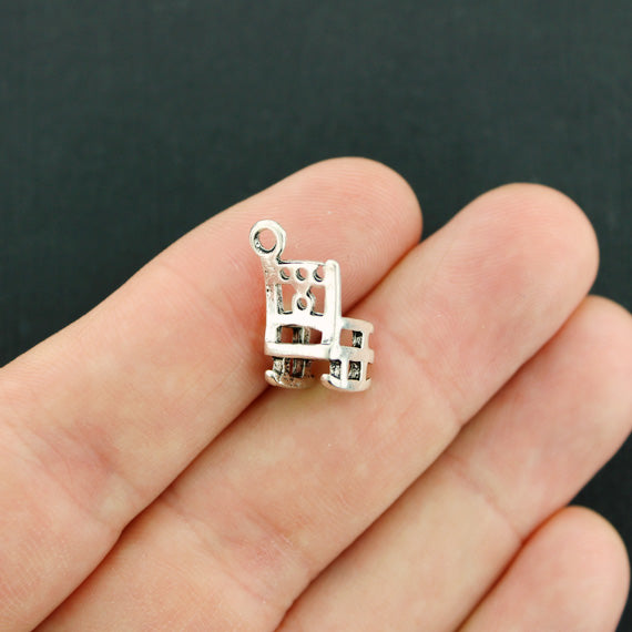 4 Rocking Chair Antique Silver Tone Charms 3D - SC7862