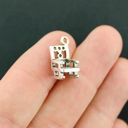 4 Rocking Chair Antique Silver Tone Charms 3D - SC7862