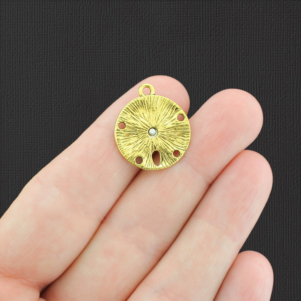 4 Sand Dollar Antique Gold and Silver Tone Charms 2 faces - GC1408