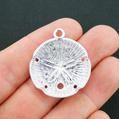 4 Sand Dollar Antique Silver Tone Charms - SC104