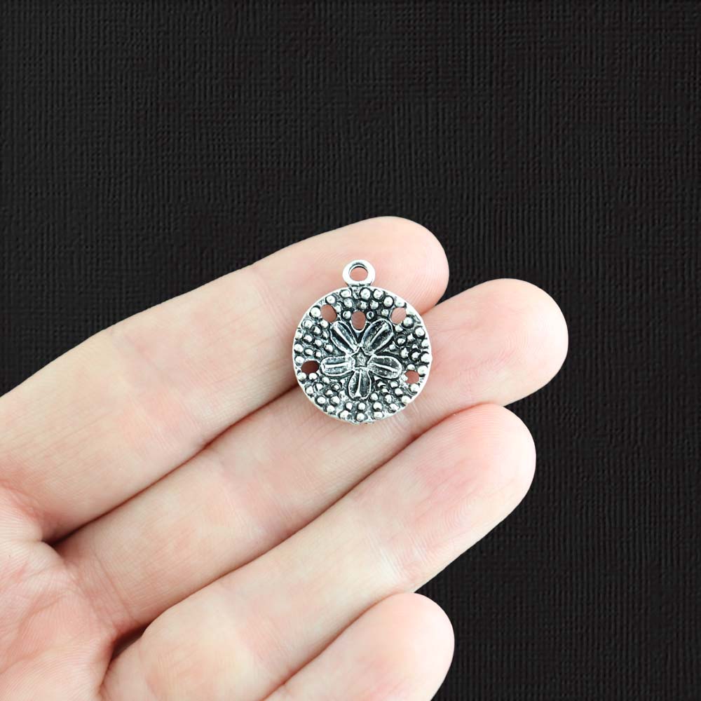 4 breloques argentées antiques en forme de dollar de sable - SC1775