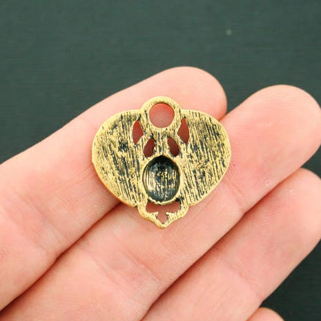 4 Scarab Beetle Antique Gold Tone Charms - GC695