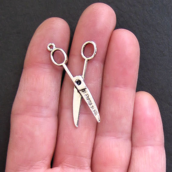 4 Scissor Antique Silver Tone Charms - SC422
