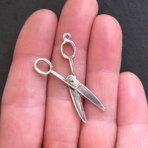 4 Scissor Antique Silver Tone Charms - SC422