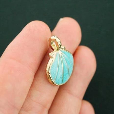 4 Seashell Gold Tone Enamel Charms - E022