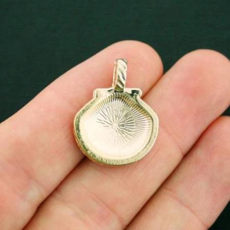 4 Seashell Gold Tone Enamel Charms - E022