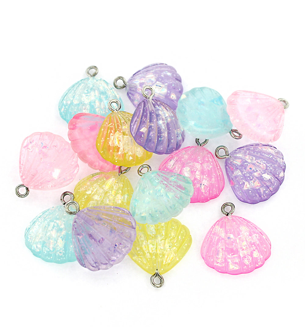 4 Seashell Resin Charms Assorted Colors - K293