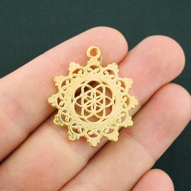 4 Seed of Life Antique Gold Tone Charms - GC785