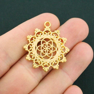 4 breloques graine de vie couleur or antique - GC785