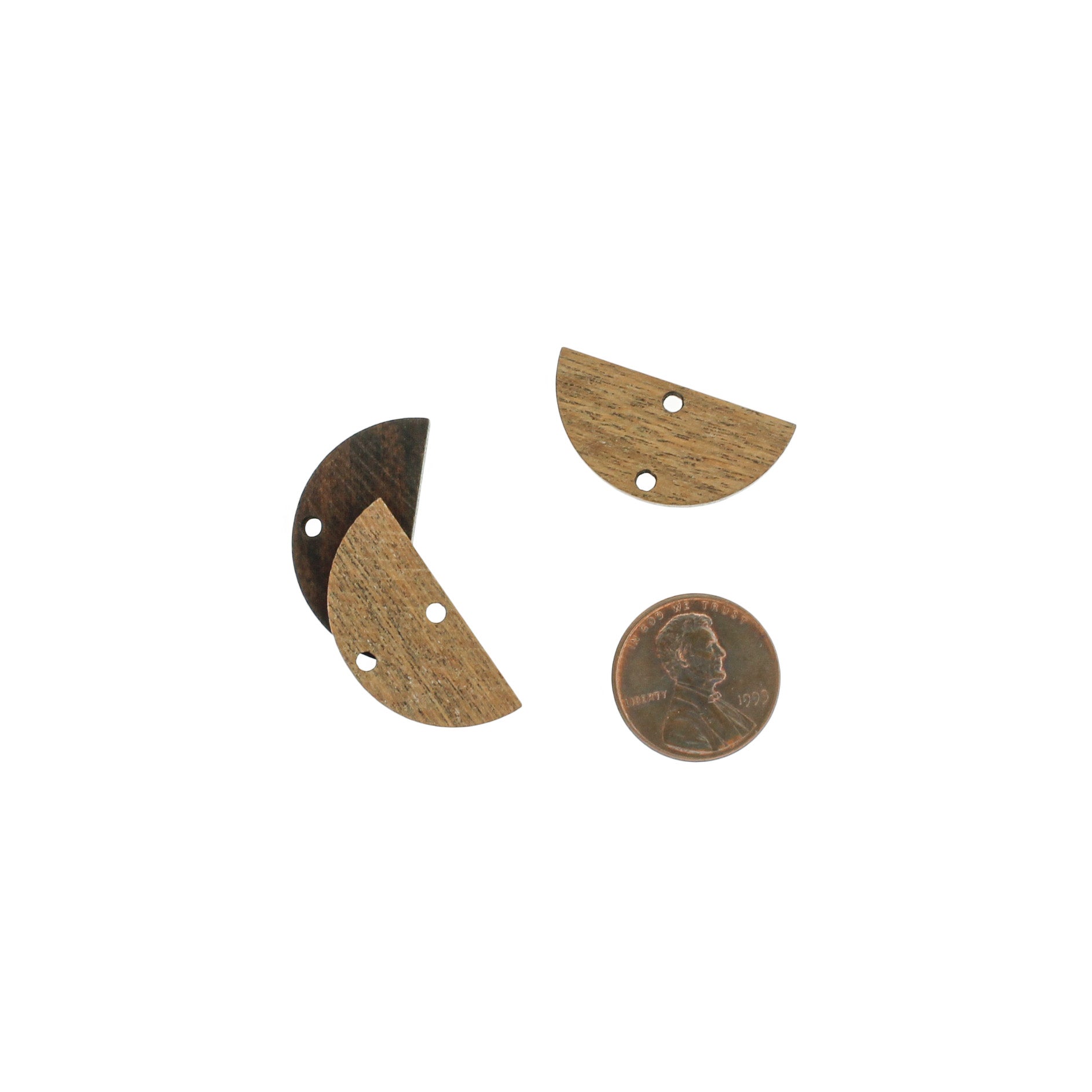 4 breloques de connecteur en bois naturel demi-cercle - WP215