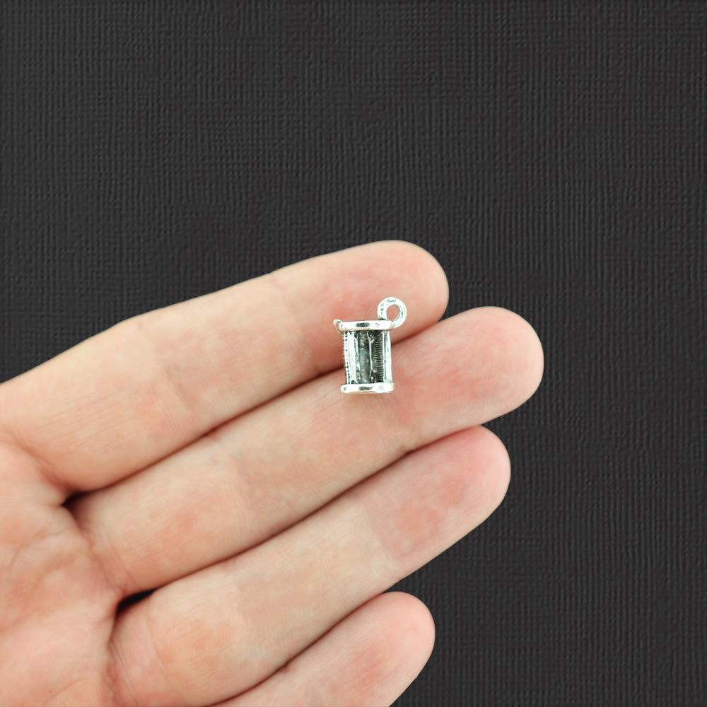 4 Sewing Thread Antique Silver Tone Charms - SC3931