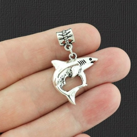 4 Shark Antique Silver Tone Charms - SC3037