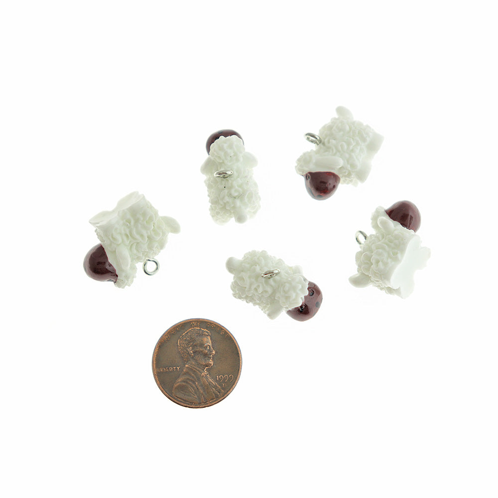 4 Sheep Resin Charms 3D - K603