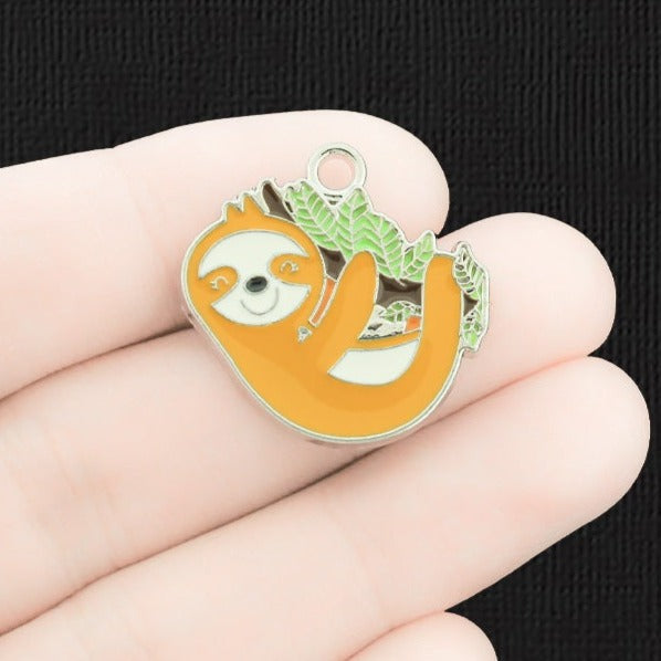 4 breloques en émail doré paresseux - E1555