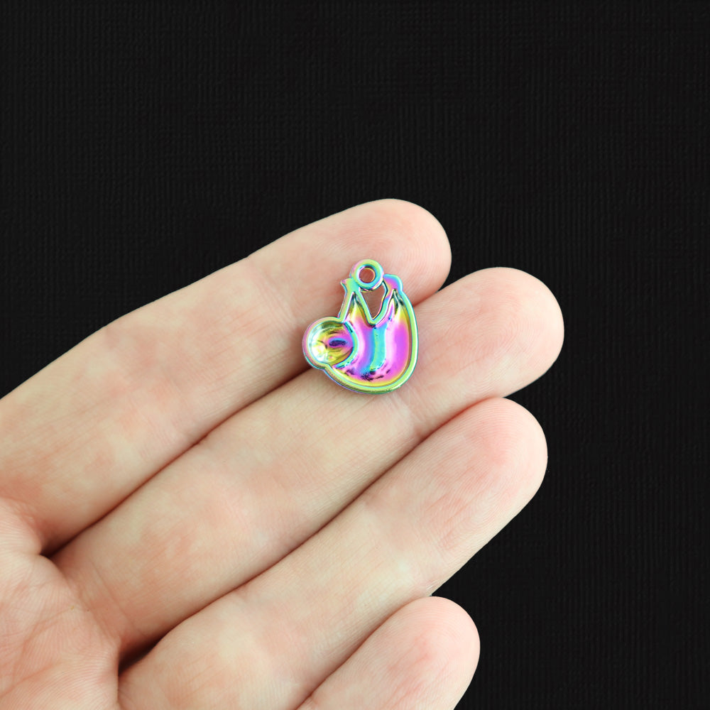 4 Sloth Rainbow Electroplated Charms - E1587
