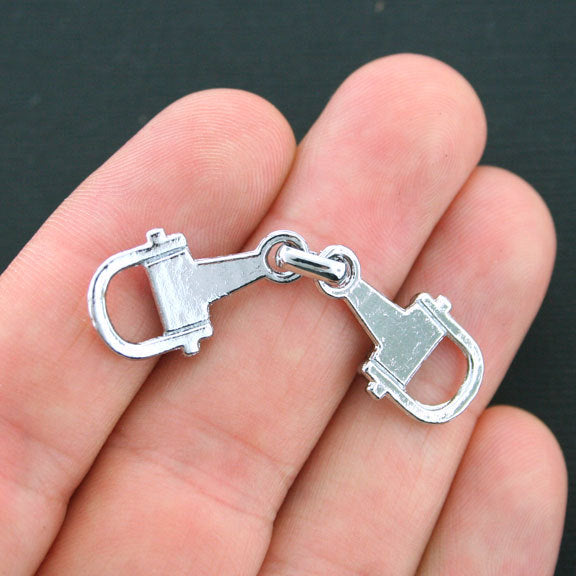 4 Snaffle Bit Connector Antique Silver Tone Charms - SC4135