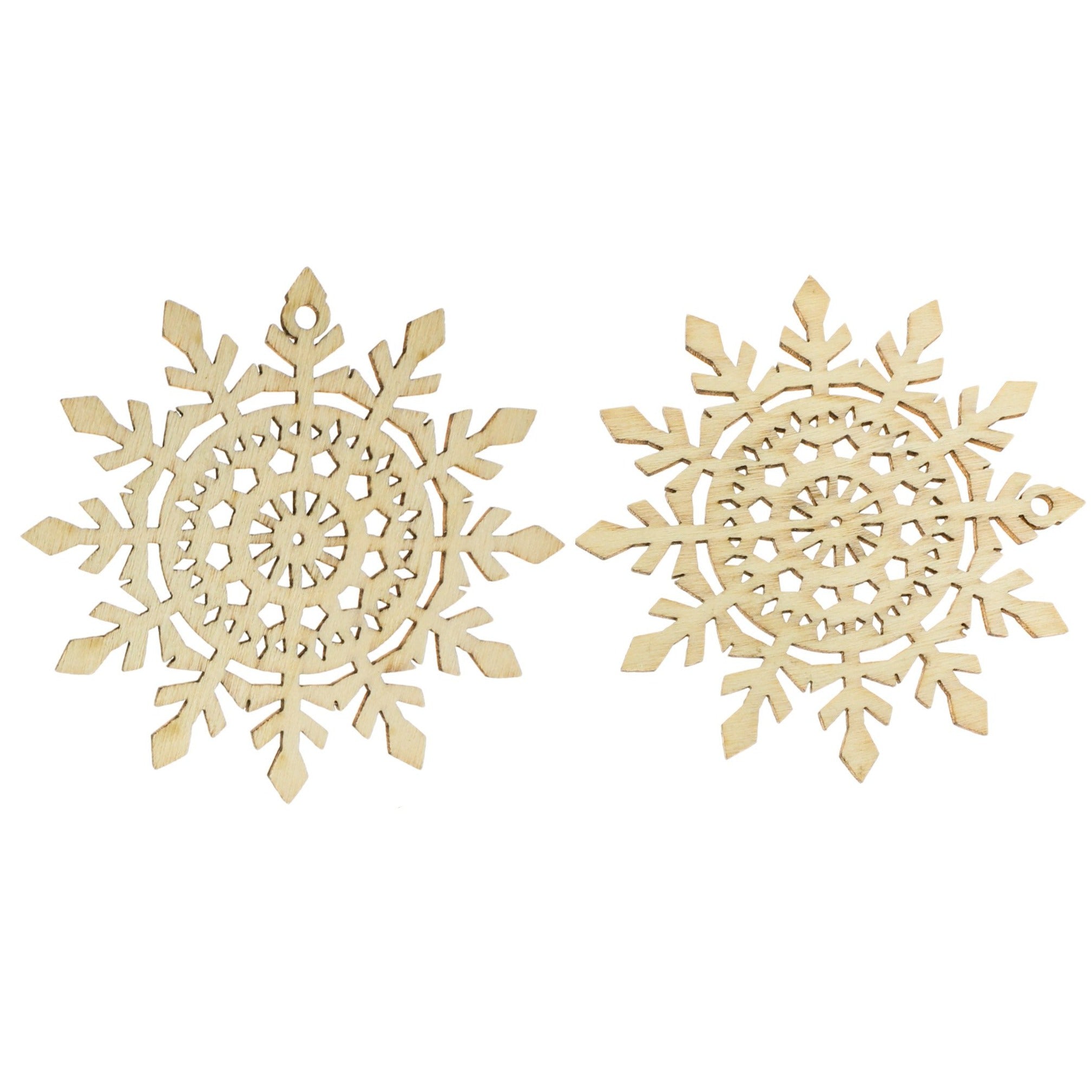 4 Breloques Flocon de Neige en Bois Naturel 67mm - WP476