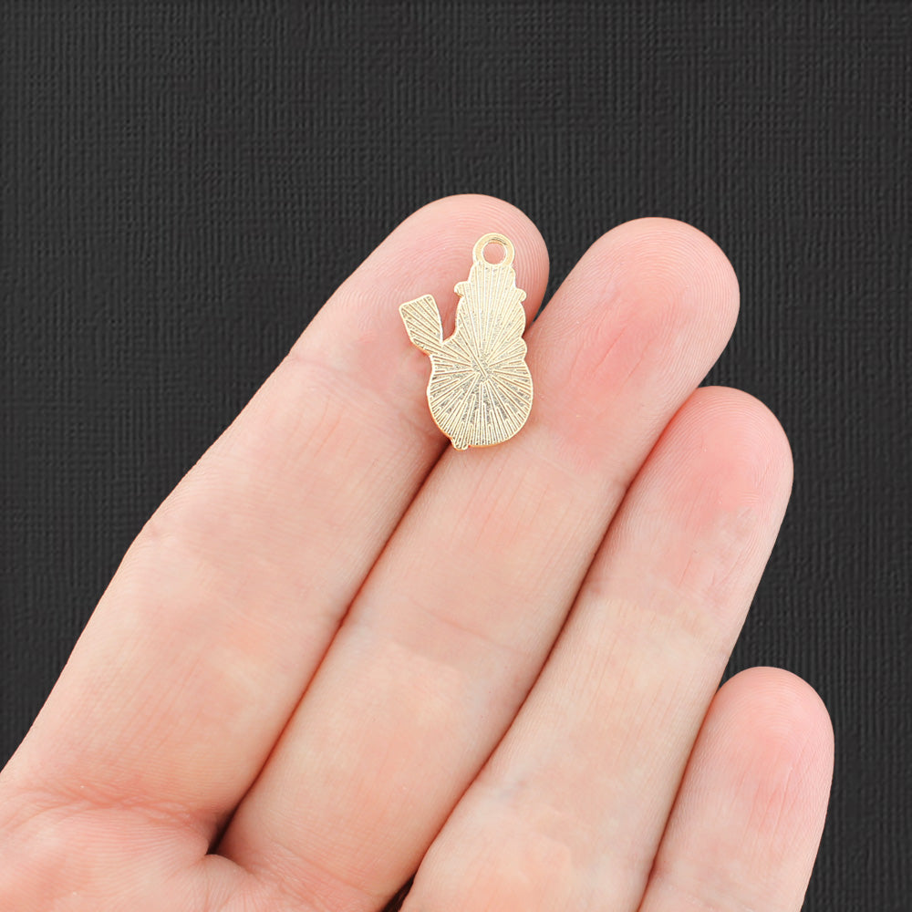 4 Snowman Gold Tone Enamel Charms - E804