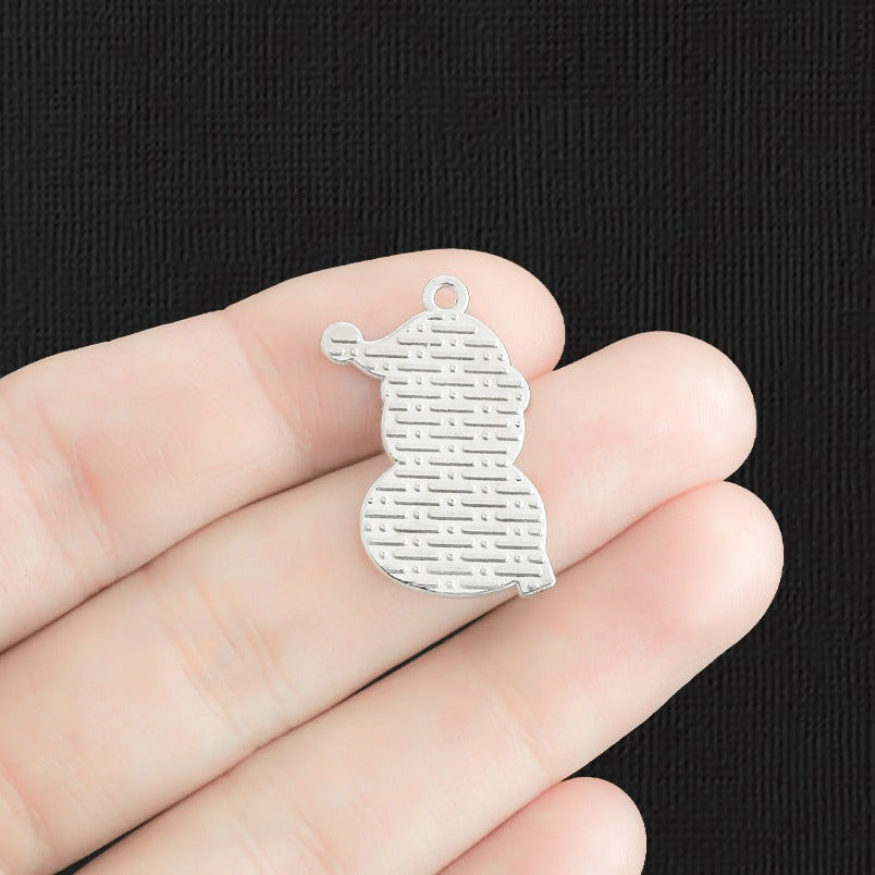 4 Snowman Silver Tone Enamel Charms - E1365