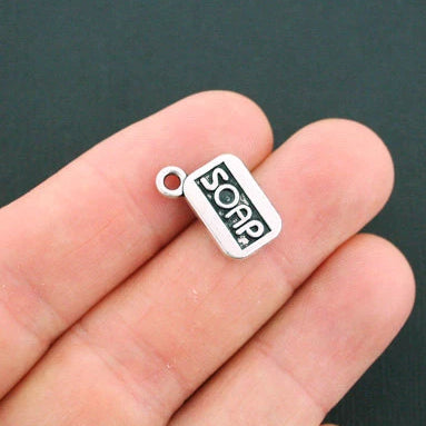 4 Soap Antique Silver Tone Charms 2 Sided - SC603