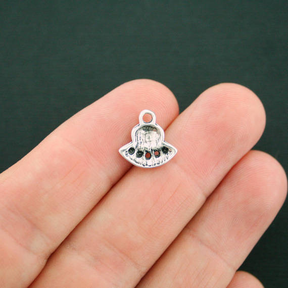 4 Spaceship Antique Silver Tone Charms - SC7356