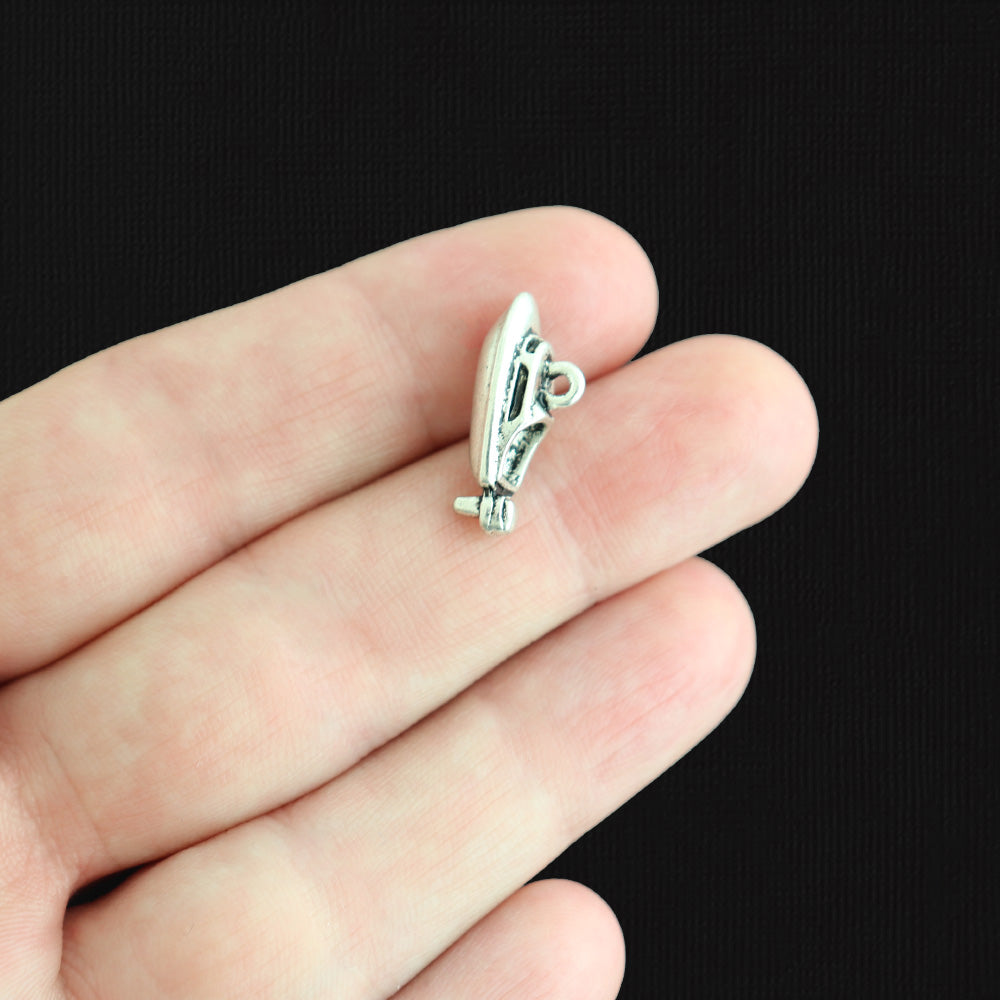 4 Speedboat Antique Silver Tone Charms 3D - SC480