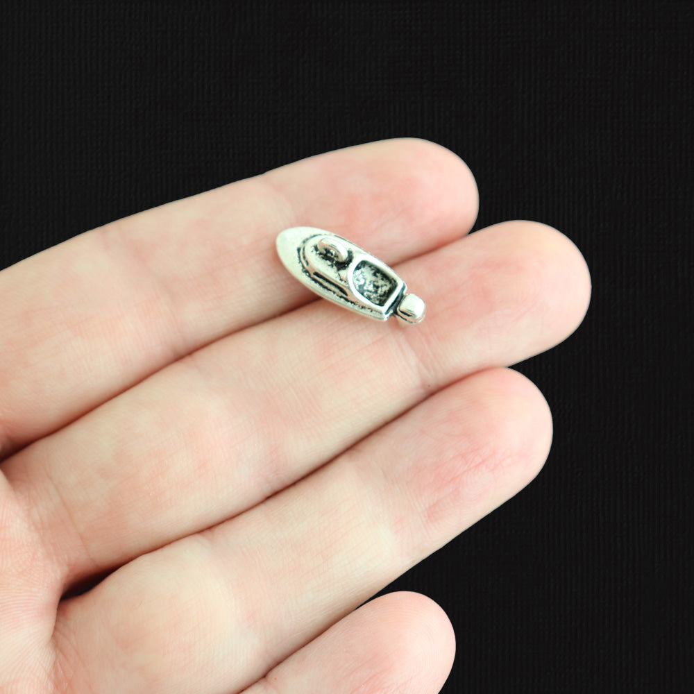 4 Speedboat Antique Silver Tone Charms 3D - SC480